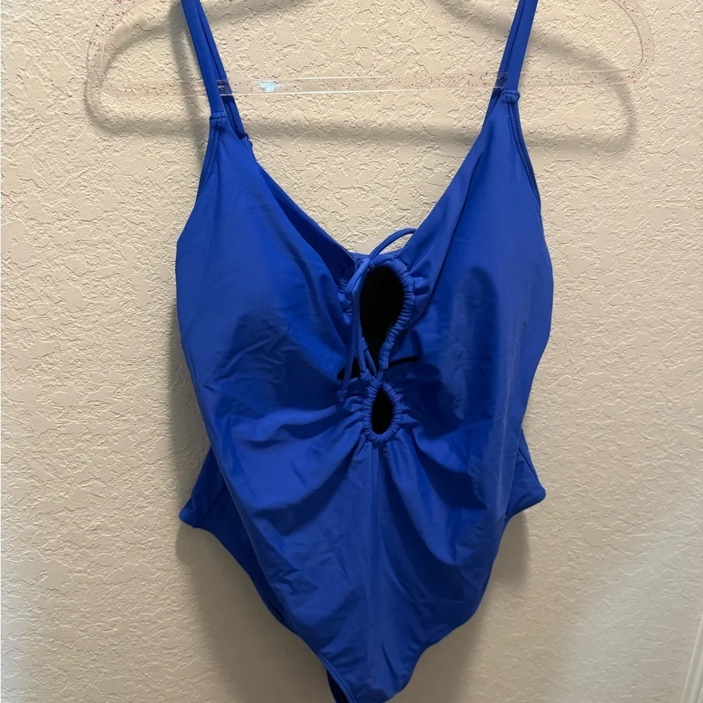 Sapphire Draw String Keyhole Front One Piece Swimsuit size XL